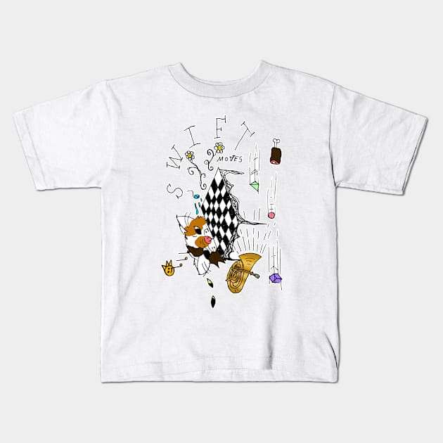 Swift Moves - A Tuba Cat Plays Chess Against Meat Racing Shapes Kids T-Shirt by MacSquiddles